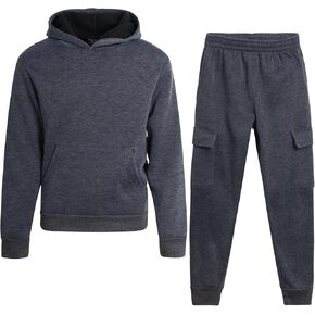 Quad Seven Boys' Fleece Jogger Set - 2 Piece Basic Solid Pullover Hoodie and Cargo Pocket Sweatpants (Size: 8-18)