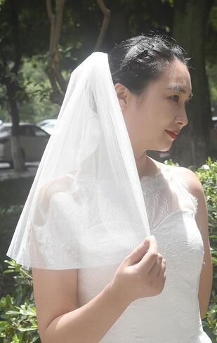 FANFAN العازبة الحجاب التألق متعة حفلة الحجاب العروس لتكون هدية الزفاف دش الزفاف الحجاب بريق الحجاب الزفاف للنساء Y066 in Kuwait