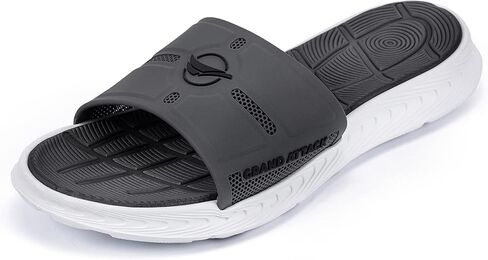 صنادل رجالية من Grand Attack مع وسادة ناعمة، صنادل رياضية مسطحة مفتوحة من الأمام للرجال مضادة للانزلاق للرجال للشاطئ والرياضة والاستحمام والمدرب المائي في الأماكن المغلقة والخارجية in Kuwait