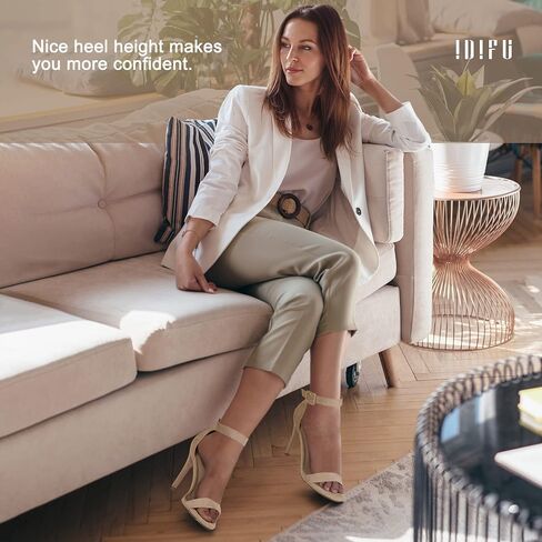 IDIFU IN4 High Heels for Women Dressy Stiletto Open Toe Heeled Sandals | Ankle Strap, Sexy Comfortable Heel Shoes for Wedding Party Homecoming Bridal Prom Bridal Prom in Saudi Arabia