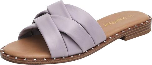 صنادل DREAM PAIRS النسائية اللطيفة سهلة الارتداء والمسطحة المرصعة in Kuwait