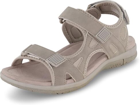 CUSHIONAIRE Women's Pace comfort footbed outdoor sandal with adjustable straps and +Memory Foam, Wide Widths Available, Grey 8.5 in Saudi Arabia