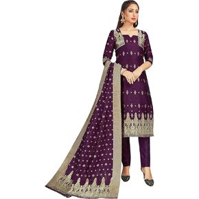 Elina fashion Indian Pakistani Women's Readymade Salwar Kameez Banarasi Art Silk Woven Dress & Silk Dupatta Stitched Suit