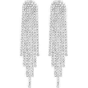 SELOVO Rhinestone Crystal Tassel Long Sparkle Dangle Earrings 2.8"/3.3" Wedding Party Dangling Earrings in Kuwait