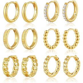 BMMYE 4 Pairs Small Gold Huggie Hoop Earrings for Women Cartilage Mini Gold Hoops Gold Earrings Set for Multiple Piercing Hypoallergenic