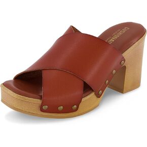 CUSHIONAIRE Women's Kamari Faux Wood Sandal with Memory Foam Padding, Wide Widths Available