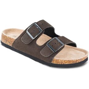 TF STAR Women’s Cow Suede Leather Flat Sandals,2-Strap Adjustable Buckle,Casual Slippers,Slide Cork Footbed Shoes for Women/Ladies/Girls in Kuwait