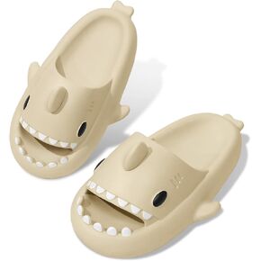 MUYOGRT Shark Slides للنساء، وسادة مريحة مريحة على شكل سحابة، شباشب سمك القرش مضادة للانزلاق مفتوحة عند الأصابع، صنادل حمام للاستحمام على الشاطئ in Kuwait