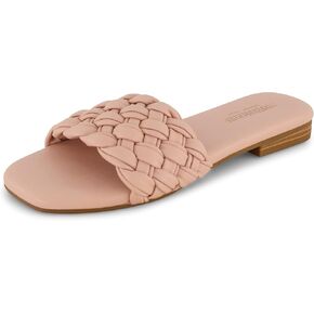 CUSHIONAIRE Women's Fez woven slide sandal +Memory Foam, Wide Widths Available