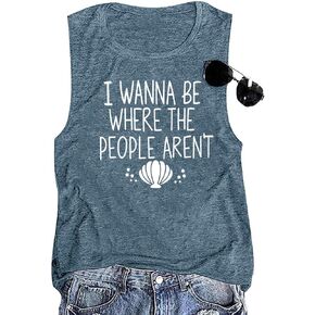 I Wanna Be Where The People aren't T-Shirt for Women Vacation Casual Short Sleeve Funny Cute Graphic Tee Tops in Saudi Arabia