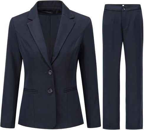 YYNUDA Women's Business Suit Set Lady 2 Piece Blazer and Jacket Two Button Solid Slim Fit for Office Work Pantsuit in Kuwait