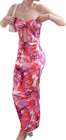 Abendidian المرأة 2 قطعة ماكسي تنورة الدانتيل شير المحاصيل الأعلى Bodycon تنانير طويلة بلا أكمام Y2k تنورة علوية مجموعة كلوبوير الطرف in Kuwait