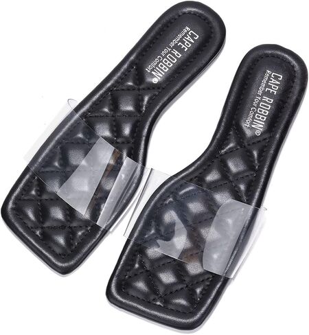 Cape Robbin Keko Sandals Slides for Women, Clear Womens Mules Slip On Shoes in Kuwait