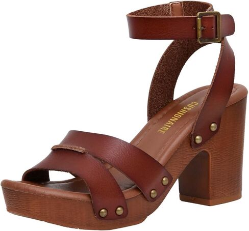 CUSHIONAIRE Women's Sandra Faux Wood Sandal +LiteSole Technology, Wide Widths Available in Saudi Arabia