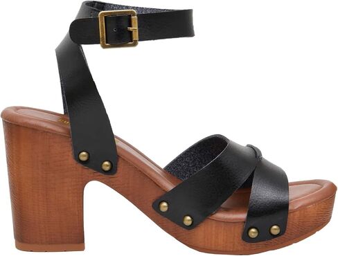 CUSHIONAIRE Women's Sandra Faux Wood Sandal +LiteSole Technology, Wide Widths Available in Saudi Arabia