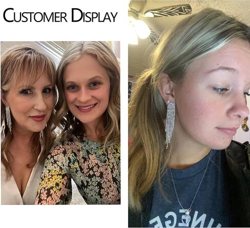 SELOVO Rhinestone Crystal Tassel Long Sparkle Dangle Earrings 2.8"/3.3" Wedding Party Dangling Earrings in Kuwait