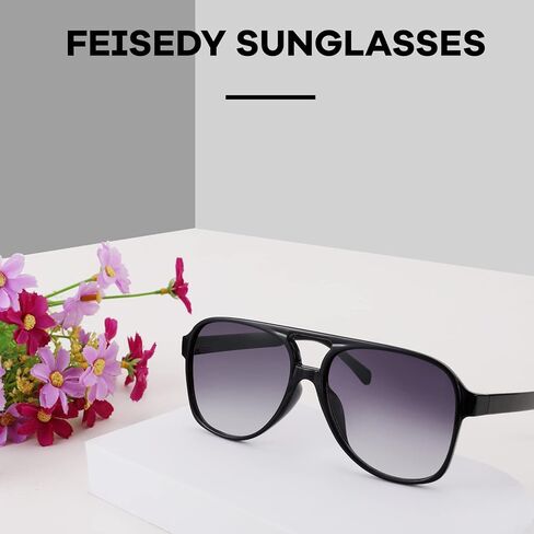 FEISEDY خمر ريترو 70s البلاستيك الطيار النظارات الشمسية النساء الرجال الكلاسيكية إطار مربع كبير B2751 in Saudi Arabia