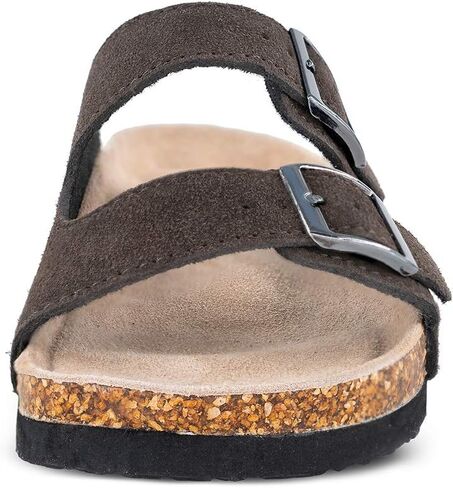 TF STAR Women’s Cow Suede Leather Flat Sandals,2-Strap Adjustable Buckle,Casual Slippers,Slide Cork Footbed Shoes for Women/Ladies/Girls in Kuwait