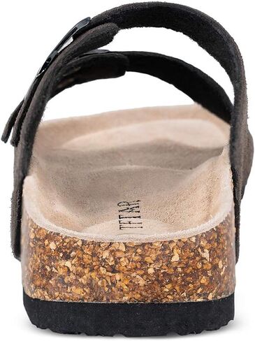 TF STAR Women’s Cow Suede Leather Flat Sandals,2-Strap Adjustable Buckle,Casual Slippers,Slide Cork Footbed Shoes for Women/Ladies/Girls in Kuwait