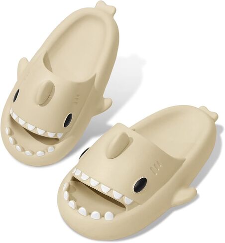 MUYOGRT Shark Slides للنساء، وسادة مريحة مريحة على شكل سحابة، شباشب سمك القرش مضادة للانزلاق مفتوحة عند الأصابع، صنادل حمام للاستحمام على الشاطئ in Kuwait