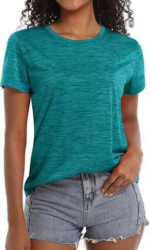 MAGCOMSEN Women's Workout Shirts Crewneck Short Sleeve Lightweight Soft Tops for Athletic Sports Fitness Exercise Yoga in Kuwait