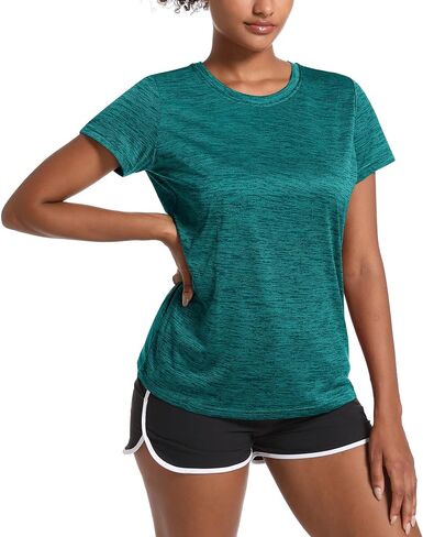 MAGCOMSEN Women's Workout Shirts Crewneck Short Sleeve Lightweight Soft Tops for Athletic Sports Fitness Exercise Yoga in Kuwait