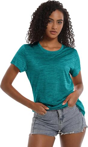 MAGCOMSEN Women's Workout Shirts Crewneck Short Sleeve Lightweight Soft Tops for Athletic Sports Fitness Exercise Yoga in Kuwait