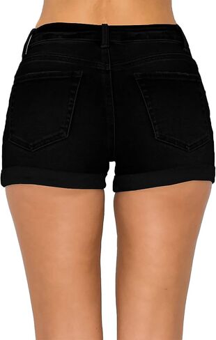 شورت من قماش الدنيم المتعثر ذو الخصر العالي والأصفاد من مجموعة Wax Jean Collection in Kuwait