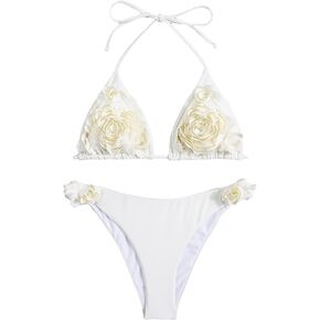 OYOANGLE Women's 2 Piece Sexy Tie Halter String Triangle Bikini Sets Swimsuit Bathing Suits
