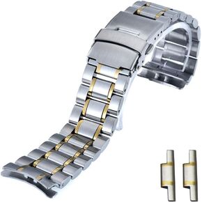 Curved End Replacement Watch Band 18mm 20mm 22mm 24mm Stainless Steel Watchband Double Lock Buckle Wrist Belt Watch Strap SB5ZWT