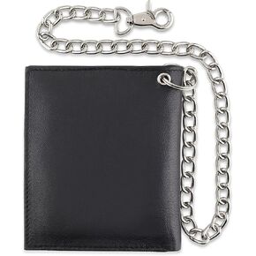 F&L CLASSIC Mens Chain Wallet Large Capacity | RFID Blocking | Buffalo vintage Leather | Bi-Fold Big Hipster |186,buff-chain in Saudi Arabia