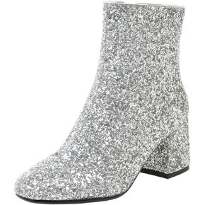 MAVMAX Women's Sequin Glitter Ankle Boots Chunky Heels Sparkly Booties in Kuwait