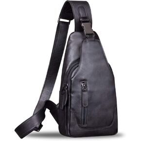 IVTG Genuine Leather Sling Bag for Men and Women Chest Shoulder Crossbody Hiking Backpack Vintage Handmade Daypack in Saudi Arabia