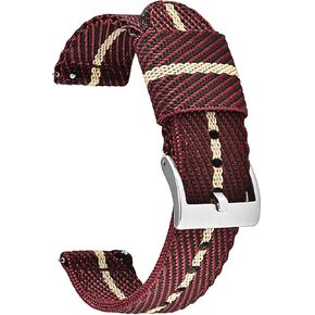 18mm 20mm 22mm Twill Weave Nylon Watch Bands for Men for Women Premium Nylon Watch Straps with Brushed Stainless Steel Buckle Multi-color