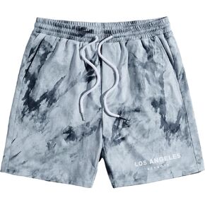 WDIRARA Men's Letter Graphic Tie Dye Drawstring Waist Workout Shorts with Pockets