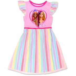 Barbie Girl's Rainbow Dress Up Fantasy Gown Nightgown Pajamas in Saudi Arabia
