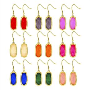 9 Pairs Multicolor Dangle Earrings Set Druzy Crystal Stone Drop Earrings Colorful Resin Crystal Hook Earrings Jewelry Gift for Women Girls