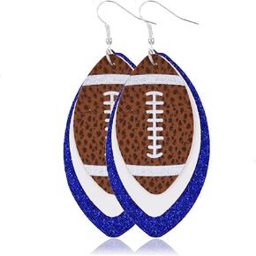6/8/9Pairs Set Glitter Faux Leather Football Baseball Basketball Sports Teardrop Drop Dangle Earrings for Women Girls Gift Jewelry Evil Eye Lucky Rugby Colorful Cool Punk in Saudi Arabia