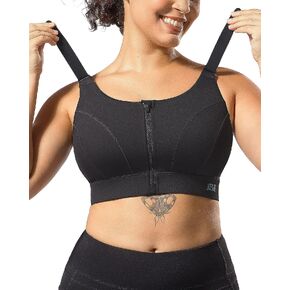 Adjustable High Impact Sports Bras for Women Zip Front Full Coverage and Lift Padded Compression Tops