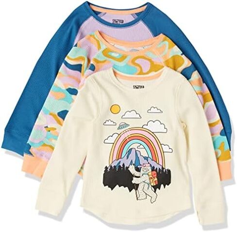 Amazon Essentials Girls and Toddlers' Long-Sleeve Thermal T-Shirt Tops (Previously Spotted Zebra), Multipacks in Kuwait