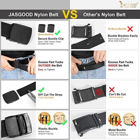 حزام JASGOOD من النايلون العسكري التكتيكي للرجال مكون من قطعتين من القماش الكتاني في الهواء الطلق مع إبزيم بلاستيكي هدية للرجال in Kuwait