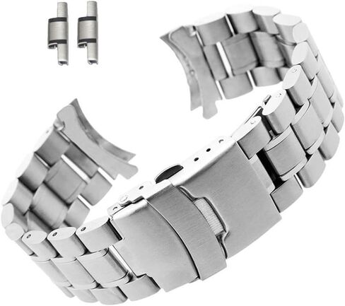 Curved End Replacement Watch Band 18mm 20mm 22mm 24mm Stainless Steel Watchband Double Lock Buckle Wrist Belt Watch Strap SB5ZWT in Kuwait