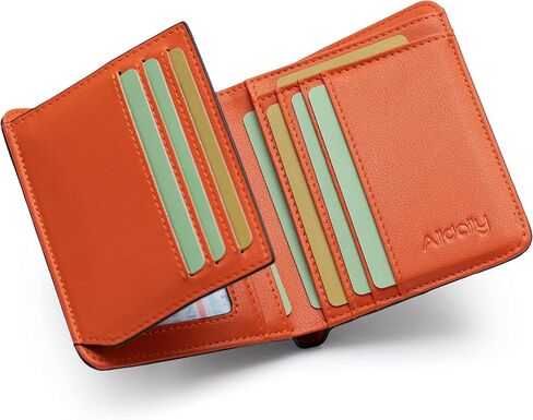 محفظة بطاقات الائتمان Alldaily RFID للرجال، محفظة صغيرة بجيب أمامي ثنائي الطي مع نوافذ لبطاقة الهوية (أسود وبرتقالي) in Kuwait