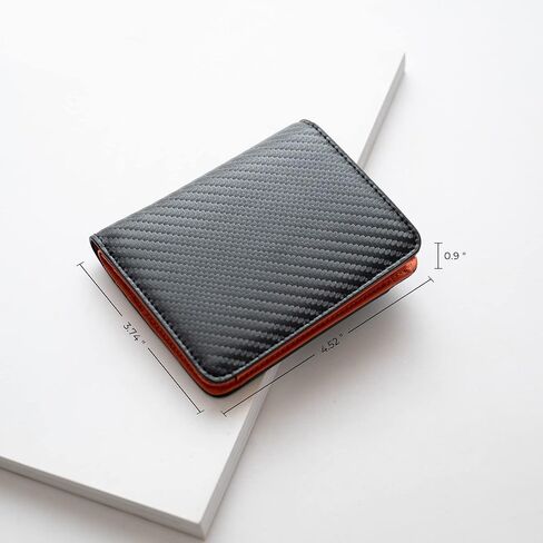 محفظة بطاقات الائتمان Alldaily RFID للرجال، محفظة صغيرة بجيب أمامي ثنائي الطي مع نوافذ لبطاقة الهوية (أسود وبرتقالي) in Kuwait
