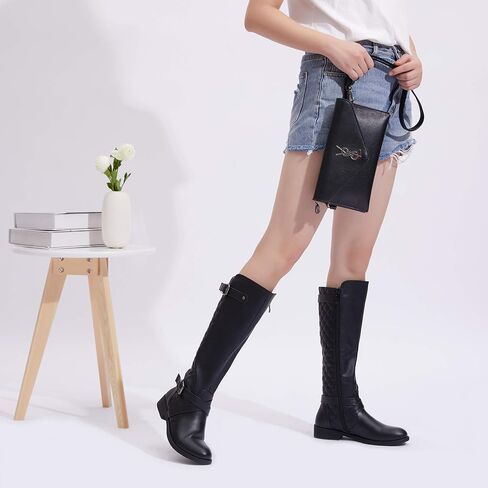 Jeossy Women's 950 Knee High Riding Tall Boots, Comfortable with Metal Buckle and Zipper Boots with Wide Calf and Wide Widths in Kuwait