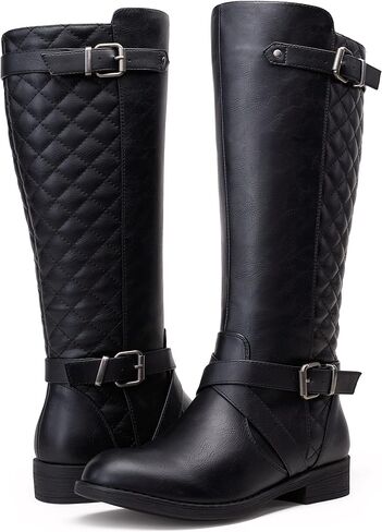 Jeossy Women's 950 Knee High Riding Tall Boots, Comfortable with Metal Buckle and Zipper Boots with Wide Calf and Wide Widths in Kuwait