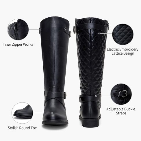 Jeossy Women's 950 Knee High Riding Tall Boots, Comfortable with Metal Buckle and Zipper Boots with Wide Calf and Wide Widths in Kuwait