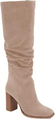 Womens Knee High Boots Chunky High Heel Square Toe Side Zipper Wide Calf Boot in Saudi Arabia
