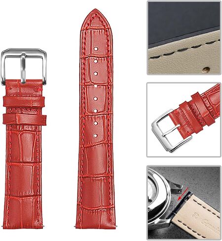 FAGWIG Genuine Leather Alligator Grain Watch Band Women Men Quick Release Bands Vintage Classic Wristbands Replacement Strap for 18mm 19mm 20mm 21mm 22mm 24mm in Kuwait