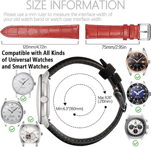 FAGWIG Genuine Leather Alligator Grain Watch Band Women Men Quick Release Bands Vintage Classic Wristbands Replacement Strap for 18mm 19mm 20mm 21mm 22mm 24mm in Kuwait